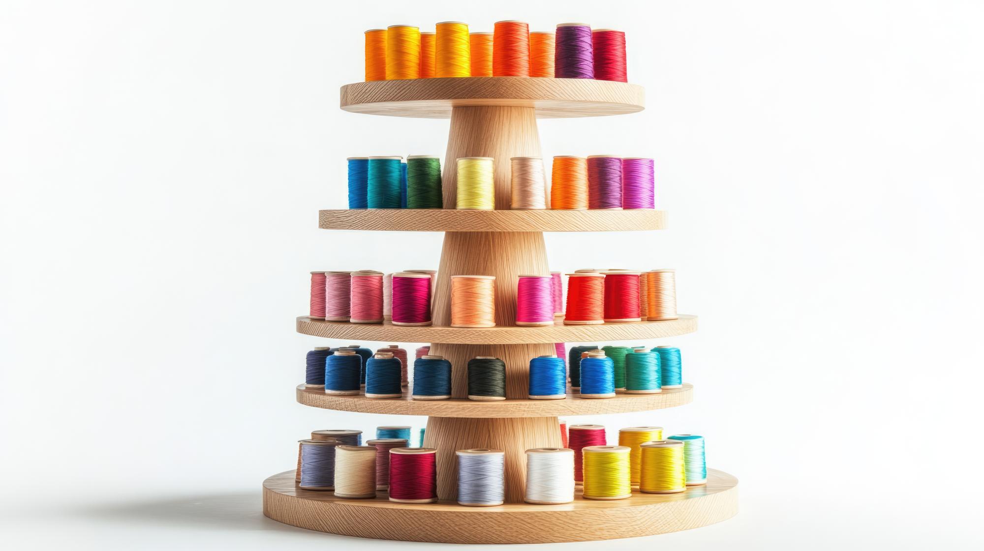 Close-up colourful thread palette